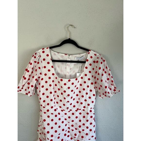Anthropologie Endless Rose Woman Red And White Polka Dot Ruffle Dress, S… - Picture 7 of 13